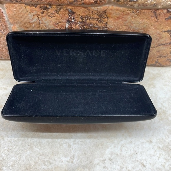 Versace Hard Shell Case Glasses Sunglasses Eyeglasses Black Gold Tone - Picture 7 of 10